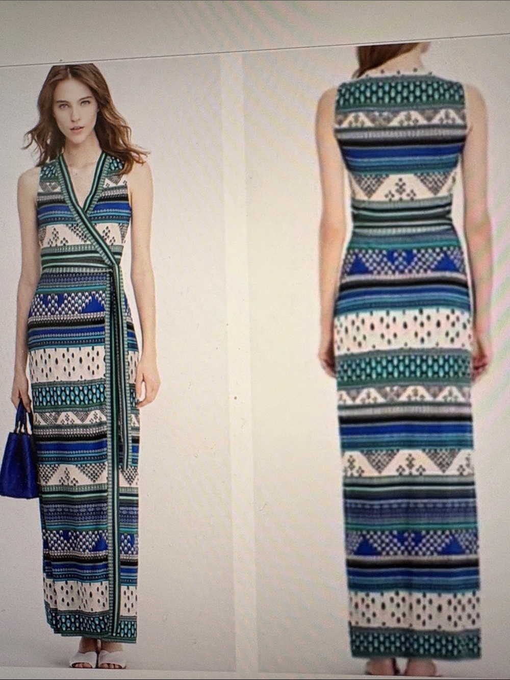 Diane Von Furstenberg New Yahzi Sleeveless Jersey Maxi Wrap Dress 6